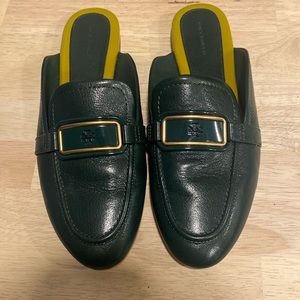 Tory Burch green Georgia backless loafer